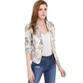 thumbnail image 3 of Chaqueta abierta de la chaqueta del traje de la cosecha del trabajo de la oficina del frente de las mujeres Beige-Floral XS, 3 of 6