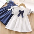 thumbnail image 2 of Vestido de verano para niñas, bonito lazo para niñas, falda en forma de A, falda bordada de manga corta para niñas, 2 of 4
