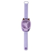 360° Rotation Outdoor USB Rechargeable Small Fan For Kids Wrist Strap Mini Hand Held Fan Cat Design Colorful LED Lights