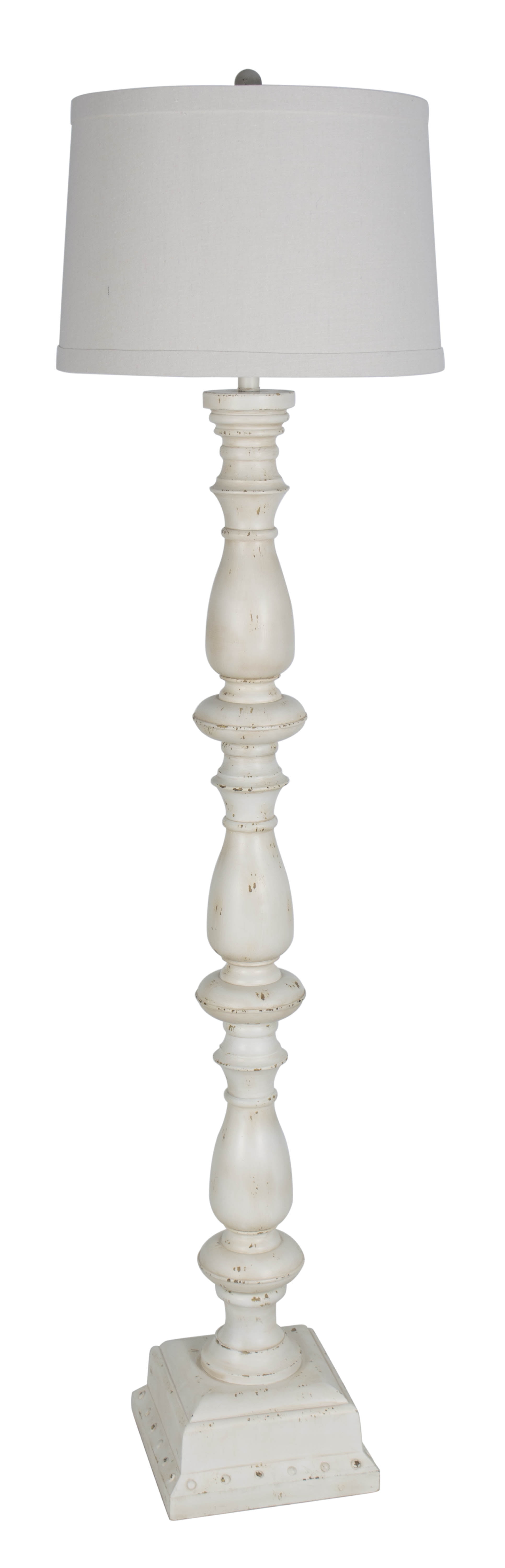 Cooper Ridge Brand 70" Distressed White Floor Lamp Made of Polyresin