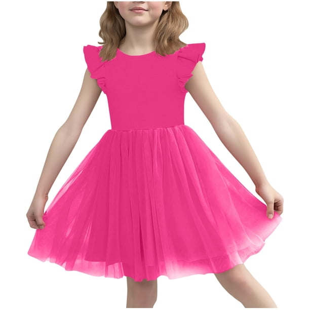 Vestido de Verano de Manga Corta Moda Primavera Y Verano Manga Corta Cuello Redondo Falda de la Princesa Ruffle para Diario, Viajes, Hogar, Vacaciones, Fiesta de Cumpleaños