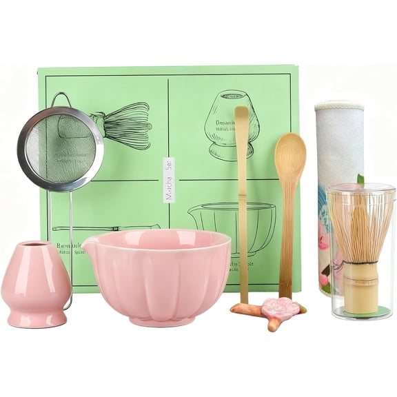 8-Piece Japanese Matcha Set for Beginners & Experts - Complete Matcha Whisk Kit with Bowl, Bamboo Whisk, Scoop, and Accessories