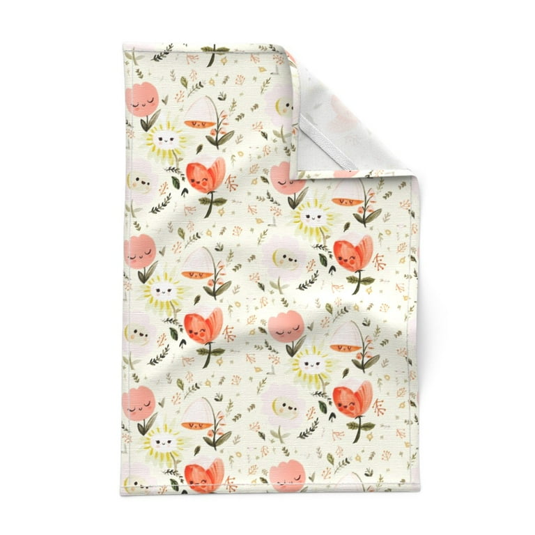 Cotton Tea Towels with Whimsical Botanical Designs