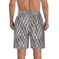 thumbnail image 3 of KLL Black White Stripes Men's Casual Summer Beach Shorts Hawaiian Shorts with Pockets-3X-Large, 3 of 5