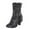 Black, variant on Fesfesfes Fall Boots Women Lace Splicing Solid Short Boots Round Head Shoes 8.5(41)