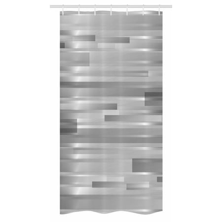 Modern Stall Shower Curtain, Futuristic Striped Web Forms Artistic Contemporary Graphic Fusion Artwork Print, Fabric Bathroom Set with Hooks, 36W X 72L Inches Long, Silver Grey, by