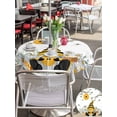 thumbnail image 5 of Outdoor Tablecloth with Umbrella Hole for Patio/Picnic/Party/Camping, Yellow Gnomes Waterproof Table Cloth Round Cover Washable, Bees Spring Floral Daisy Branches (Dia 60"), 5 of 8