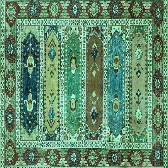 Ahgly Company Indoor Square Abstract Turquoise Blue Modern Area Rugs, 8' Square