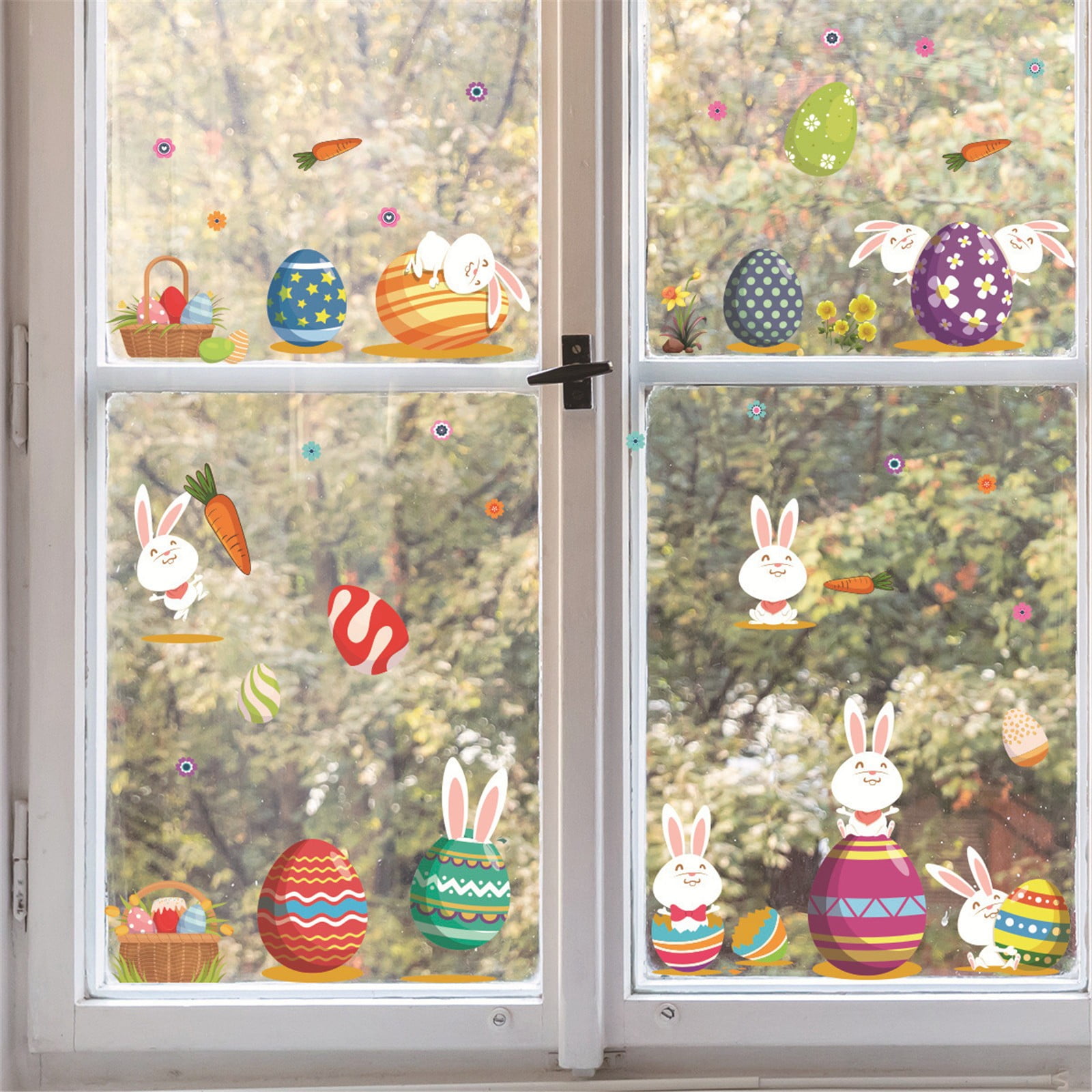 EASTER wall stickers seasonal bunny rabbit eggs birds floral grass decal vinyl 