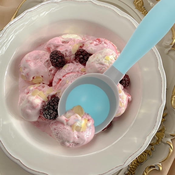 KONTONTY 2Pcs Ice Cream Ball Scoops Rubber Grey Blue Ice Cream Serving Adults