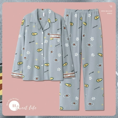 

PIKADINGNIS New 2 Piece Women Set Spring Autumn Long Sleeve Pajamas for Woman Cotton Fashion Sleepwear Heart Print Soft Ladies Pajama Set