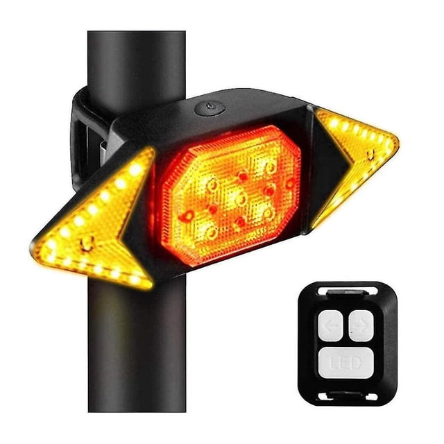 Luz trasera para bicicleta con señal de giro, recargable por USB, control remoto inalámbrico, 5 modos, luz de advertencia de seguridad para ciclismo.
