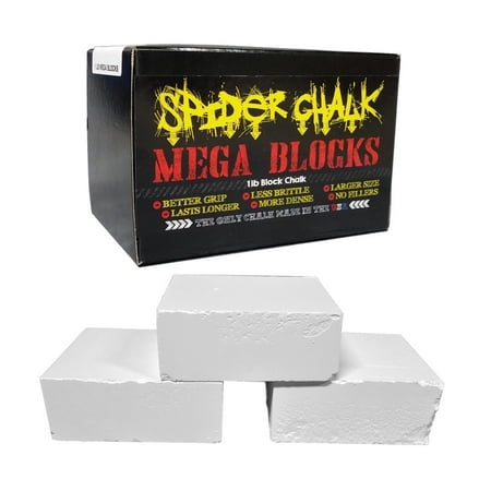 Weightlifting Block Chalk, Best Gym Workout Chalk for Lifting Weights, Gymnastics, CrossFit, Rock Climbing, Spider Chalk Mega Blocks, 99% Pure Block Athletic Chalk, USA (Best Exercises For Rock Climbing)