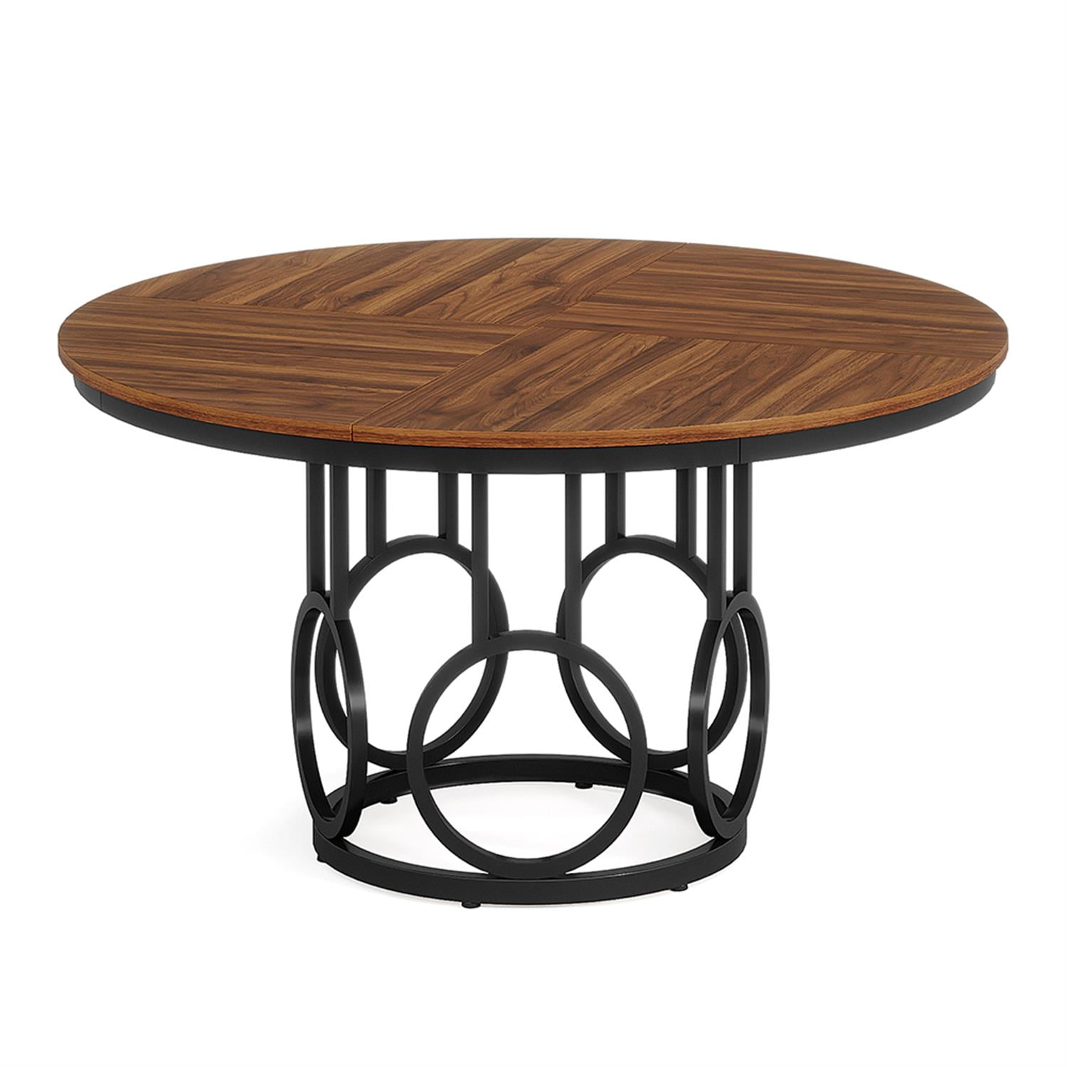 Demi Bonn 47" Round Dining Table Set for 4-6 People,door Outdoor Kitchen Table for Dining Room, Home Office, Living Room Furniture, Brown