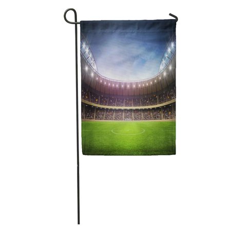 SIDONKU Green Field Stadium Night Soccer Football Sport Grass Arena Light Garden Flag Decorative Flag House Banner 12x18 inch
