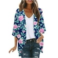 thumbnail image 3 of lcziwo Ladies Swim Cover Up Kimono Coverups Swimsuits Light Weight Chiffon Cardigans Floral Print 3/4 Sleeve Cardigan Tops Beach Outfits Multicolor XXL Ofertas de Hoy en Liquidación, 3 of 6