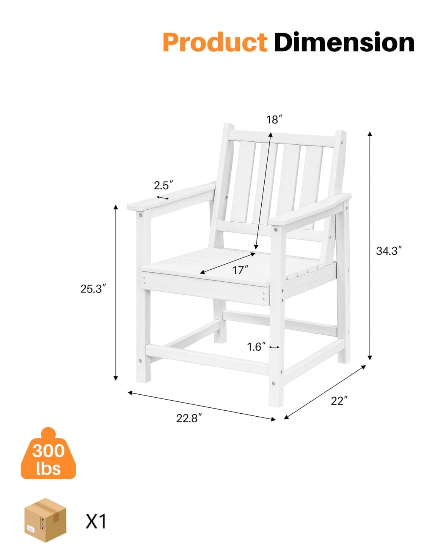 HDPE Outdoor Dining Chair with Armrests, All-Weather Patio Dining Chair, Heavy Duty HDPE Outdoor Armchair for Deck, Porch, Garden, Poolside, Backyard, Pearl