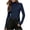 Navy, variant on Women's High Neck Long Sleeve Tops Solid Color Slim Fit Undershirts Basic Casual Stretch Layering Tee Shirts