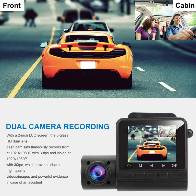  1080P 170°Wide Angle,4 Dual Lens HD Car DVR Rearview Video  Dash Cam Recorder Camera LCD Screen G-Sensor, WDR, Parking Monitor, Loop  Recording, Motion Detection : Electronics