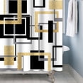 thumbnail image 3 of Modern Geometric Shower Curtain Black White Gold Geometry Squares Bath Curtain Abstract Mid Century Farmhouse Hotel Home Bathtub Decor Waterproof Curtain for Bathroom with Hooks 72x72 Inches, 3 of 6