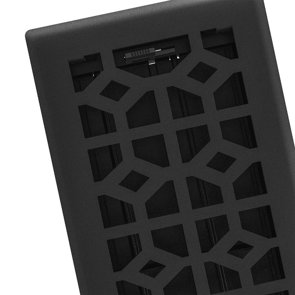 Imperial RG3466 Black Iron Templar Design Louvered Floor Register - 4inch x 10inch Duct Opening