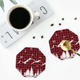 thumbnail image 5 of Disketp Christmas Tree Buffalo Plaid Funny Coasters,6 Pcs Leather Coasters With Holder, Perfect Housewarming Hostess Gifts,Protect Furniture From Water Marks Scratch And Damage, 5 of 9