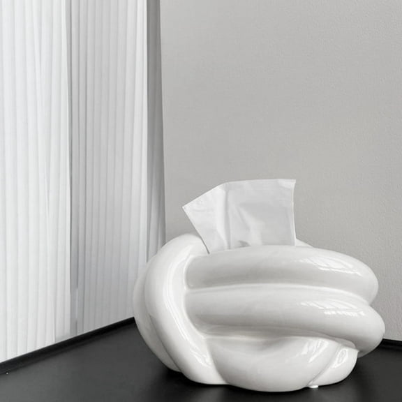 Ceramic Fun Knot Tissue Box Cover European Modern Face Tissue Holder Desktop Decorative Napkin Cases Home Decorations