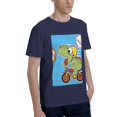 thumbnail image 2 of Bingfone Dinosaur Riding A Motorcycle Men'S Loose Fit Short-Sleeve Pocket T-Shirt, 2 of 7