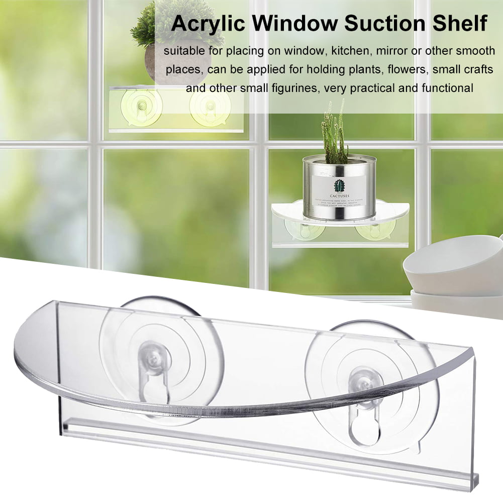 Planters Suction Cup Indoor Plant Holder Window Garden Veg Ledge Seed Starter Pots Window Shelf for Plants Glass Window Sill Extender for Microgreens Kit 1 Pack Clear Acrylic Shelves