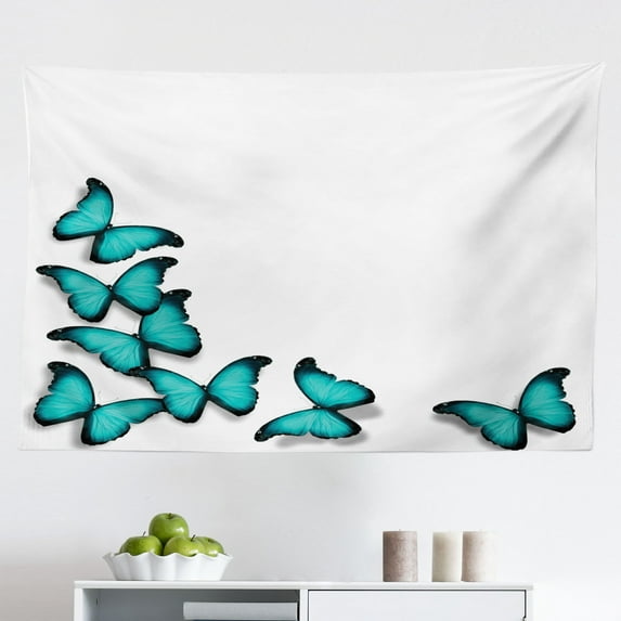 Turquoise Tapestry, Small Dot Tiles Shape Simple Classical Creative Design, Fabric Wall Hanging Decor for Bedroom Living Room Dorm, 2 Sizes, Turquoise Seafoam, by Ambesonne