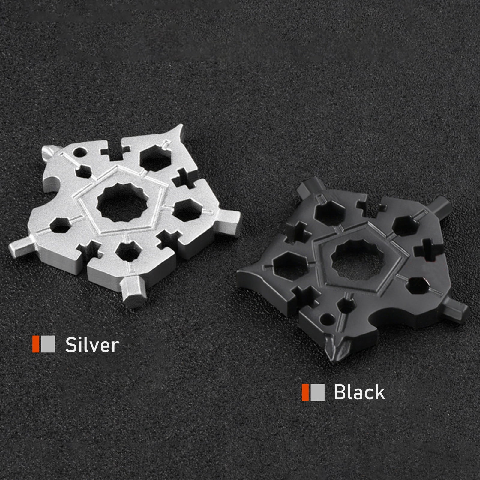 23-in-1 Snowflake Multitool Pentagonal Wrench and Bottle Opener Kit for Outdoor Camping Black