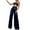 Dark Blue, variant on Women's Contrast Sequin High Waist Wide Leg Party Clubwear Long Pants Black