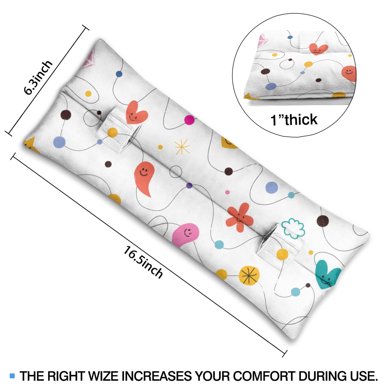 Charming Sketch Style Mastectomy Pillow for Car - Fun Space & Rocket Design Seatbelt Cushion for Breast Surgery Recovery - Soft Pressure Relief Pad for Patients