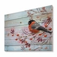 thumbnail image 2 of Designart 'A Bright Bullfinch Bird Sitting On A Branch' Traditional Print on Natural Pine Wood, 2 of 5