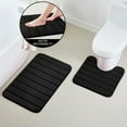 thumbnail image 5 of Tripumer 2 Pcs Memory Foam Bathroom Rug Set with U-Shaped Contour Toilet Mat for Extra Absorbent Bathroom Floor Black, 5 of 8