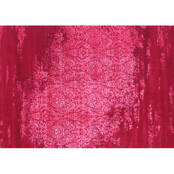 Ahgly Company Indoor Rectangle Abstract Pink Contemporary Area Rugs, 4' x 6'