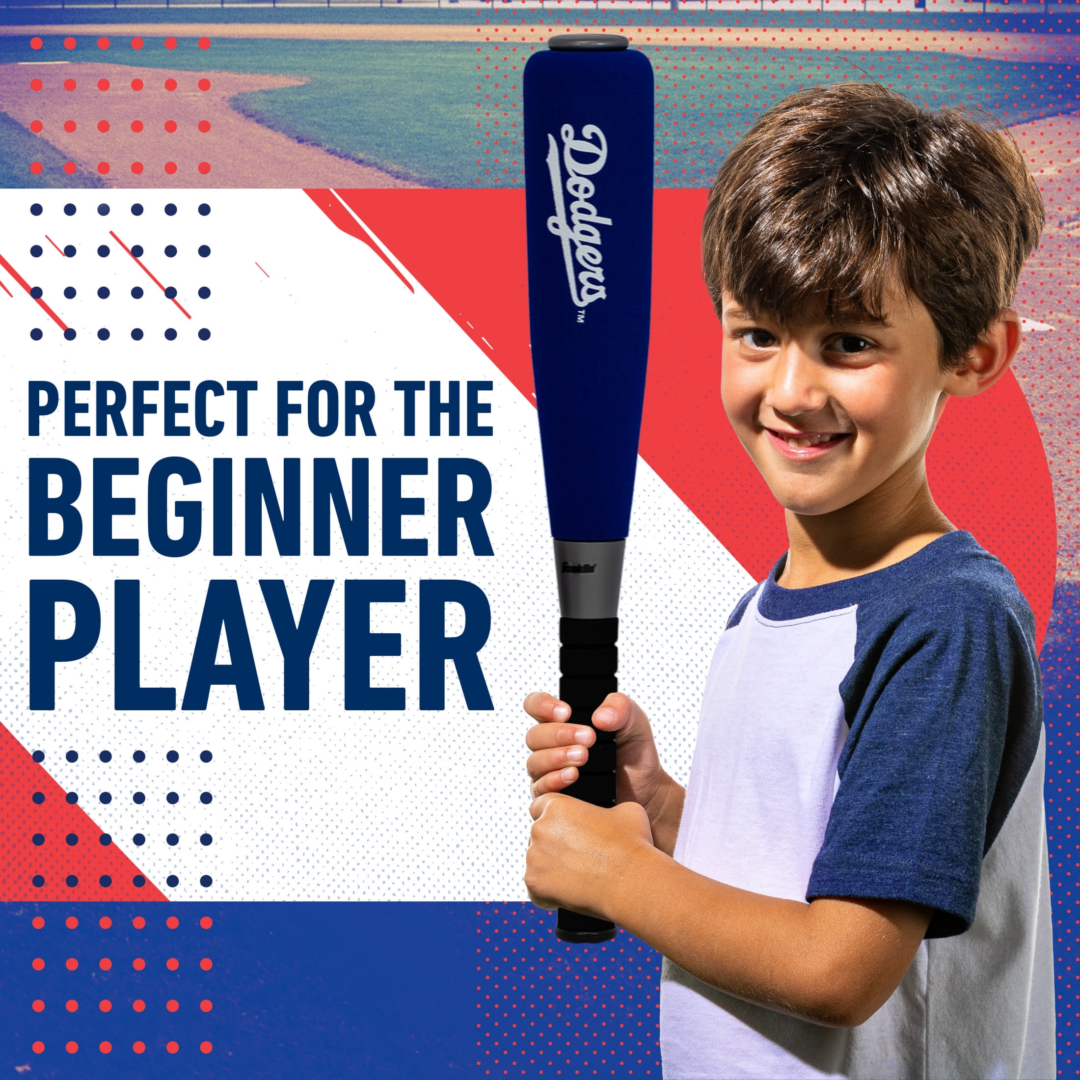 Franklin Sports MLB Los Angeles Dodgers Foam Bat + Ball Set, 21 in
