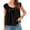 Black, variant on Summer Cap Sleeve Solid Color Tie Front Women Casual Loose Babydoll Blouse Tops