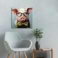 thumbnail image 4 of ARISTURING Hand Painted Cute Pig with Glasses Canvas Oil Paintings for Living Room Modern Art for Wall Decor Home Animals Canvas Wall Art for Bathroom (16x16 inch), 4 of 4