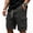 Black, variant on Honeycomb Weave Knit Cargo Shorts For Men Knee Length Textured Bottoms One White Drawcord Waist Multi Layer Flap Side Storage Pockets Soft Knit Fabric Outdoor Travel Walking Short Pants