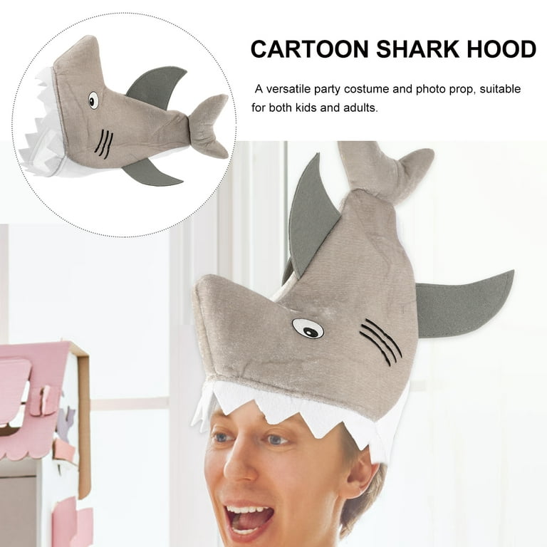 Hemoton Novel Cartoon Shark Hat Plush Shark Hood Cute Cartoon