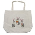 thumbnail image 1 of Easter Bunny Shopping Bag, Funny 3 Rabbits Cartoon for Holiday, Eco-Friendly Reusable Bag for Groceries Beach and More, 15.5" X 14.5", Cream, by Ambesonne, 1 of 2
