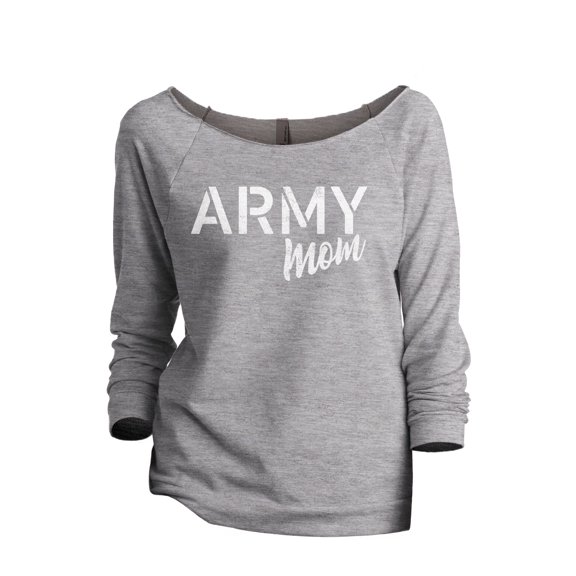 Army Mom Women's Fashion Slouchy 3/4 Sleeves Raglan Lightweight Sweatshirt Sport Grey X-Large