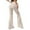 A-Beige346, variant on Bibifish Women's Pants Knit Flare Pants Elastic Waist Ribbed Knit Flared Leg Pants Slim Fit Trendy Workout Home Wear Pants For Ladies