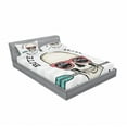 thumbnail image 3 of Skull Bedding Set with Sheet & Covers, Hipster Skull with Punk Sunglasses and Arrow in Mouth Dead Vibes in Retro Graphic, Printed Bedroom Decor 2 Shams, 4 Sizes, Multicolor, by Ambesonne, 3 of 3
