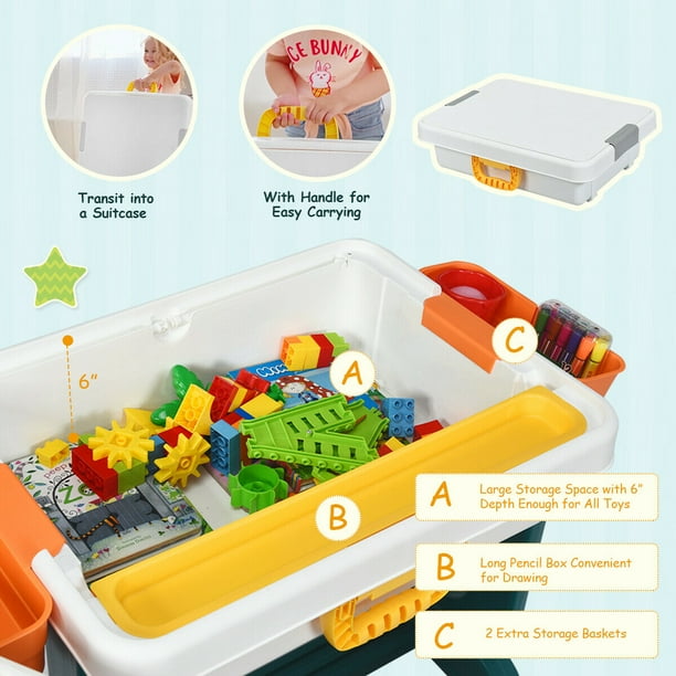 Gymax 5 in 1 Kids Activity Table Set w/ Chair Toddler Luggage