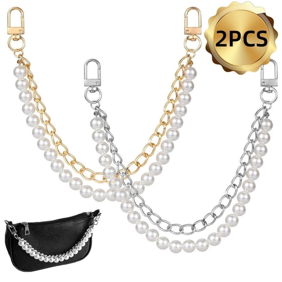 Pearl Purse Chain, Handbag Straps & Charms for Women, Shoulder Crossbody Bags Short Handle Replacement Accessories