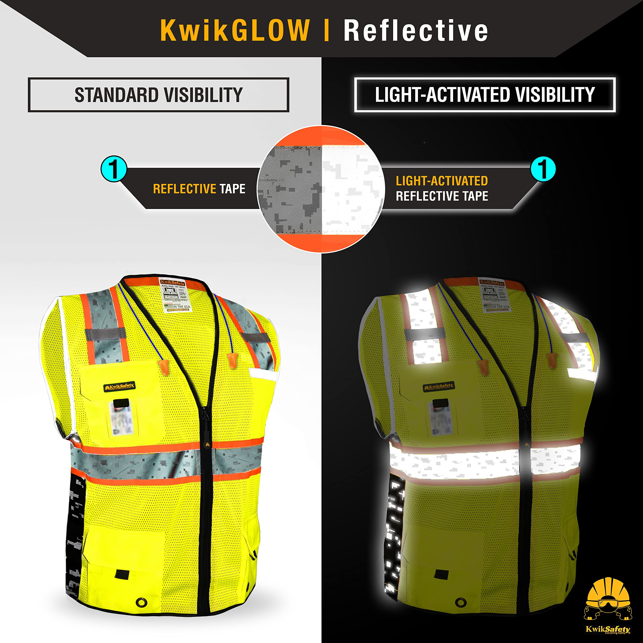 KwikSafety (Charlotte, NC) BIG KAHUNA DIGITAL Safety Vest (LIMITED EDITION) ANSI Class 2 OSHA Reflective High Visibility Heavy Duty Surveyor Construction Mesh Vis Zipper Men Work | Yellow 2X-Large