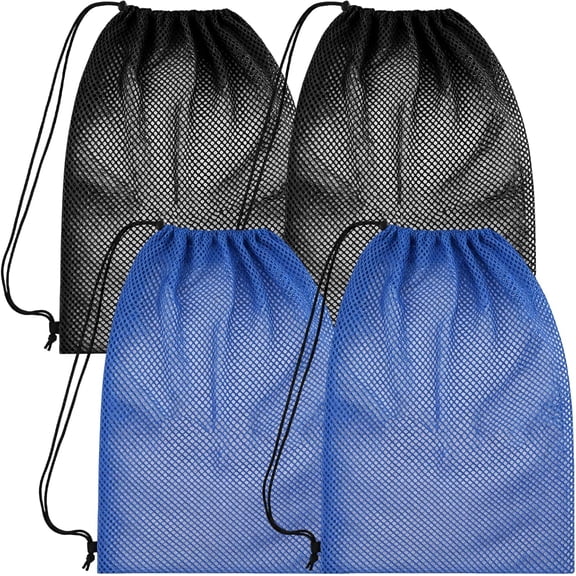 4‑Pack Large Mesh Gear Bags – 19"x27" Drawstring Swim Backpacks, Polyester Dive Bags for Snorkeling, Beach, and Sports Equipment