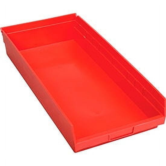 Global Industrial 184825RD 11.13 x 23.63 x 4 in. Plastic Nesting Storage Shelf Bin, Red - Case of 6